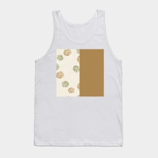 Gold Vertical Split Colorful Pinecone Pattern on Cream Off-White Tank Top